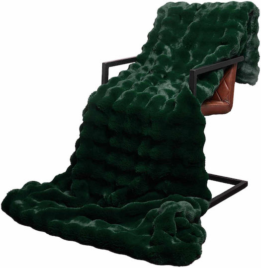 vidaXL Furry Blanket Double 220x240cm Dark Green