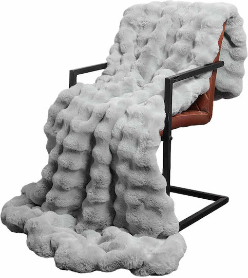 vidaXL Furry Blanket Double Size 220x240cm Gray