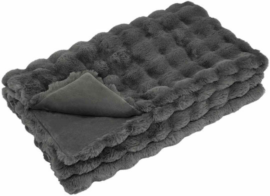 vidaXL Pelzige Decke Übergröße 220x240cm Dunkelgrau