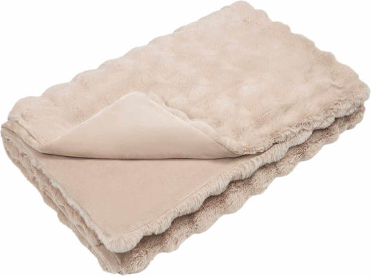 vidaXL Κουβέρτα Γούνινη Μονή 150x220εκ. Μπεζ