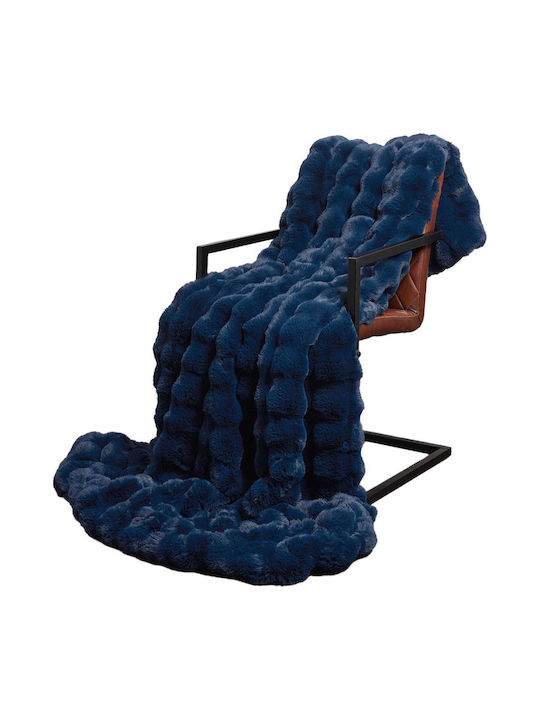 vidaXL Pelzige Decke Moni 150x220cm Hellblau Blau