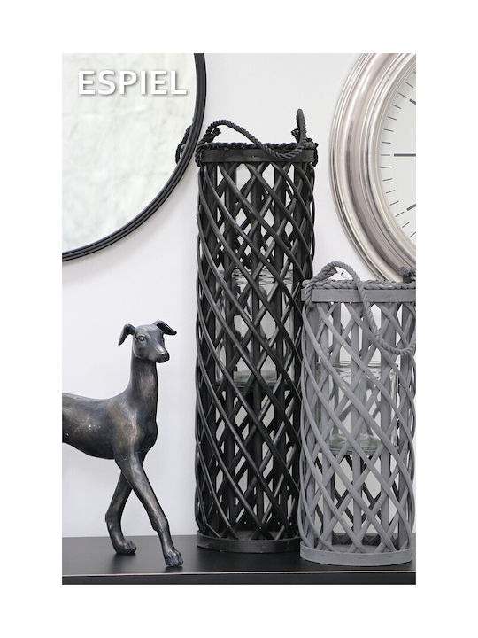 Espiel Σετ Φαναράκια Ξύλινα Επιδαπέδια Γκρι 18x18x50εκ. 2τμχ