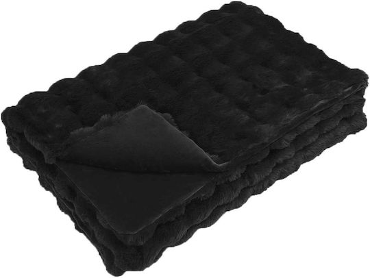 vidaXL Pelzige Decke Übergröße 220x240cm Schwarz