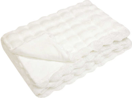 vidaXL Furry Blanket Single 150x220cm White