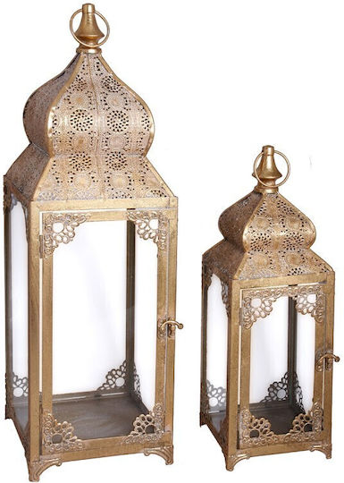 Etoile Σετ Φαναράκια Μεταλλικά Καφέ 19.5x19.5x62εκ. 2τμχ