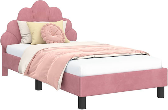 Kids Single Classic Bed with Storage Space Pink for Mattress 80x160cm