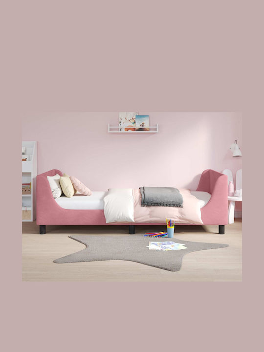 Pat pentru Copii Single Roz pentru Saltea 90x200cm