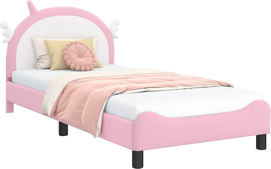 Kids Bed Single Pink for Mattress 90x200cm