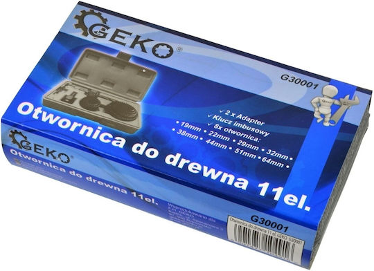 Geko Set Lochsägen mit Durchmesser von 19mm bis 64mm G30001