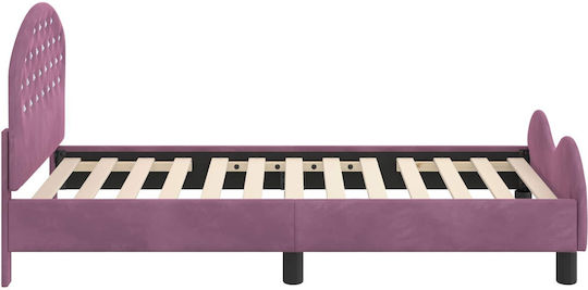Pat pentru Copii Single cu Spațiu de Depozitare Violet pentru Saltea 80x160cm