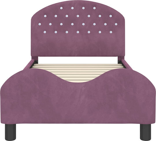 Pat pentru Copii Single cu Spațiu de Depozitare Violet pentru Saltea 80x160cm
