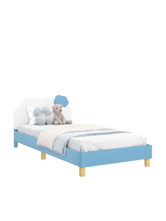 Pat pentru Copii Single Albastru pentru Saltea 90x190cm