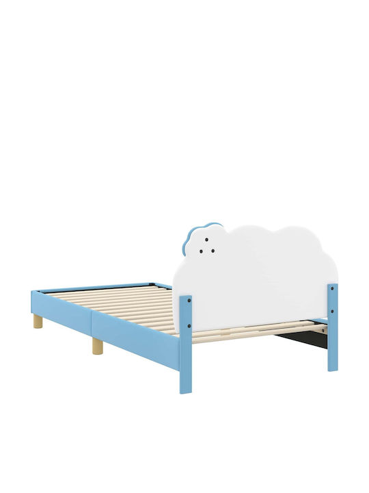 Pat pentru Copii Single Albastru pentru Saltea 90x190cm
