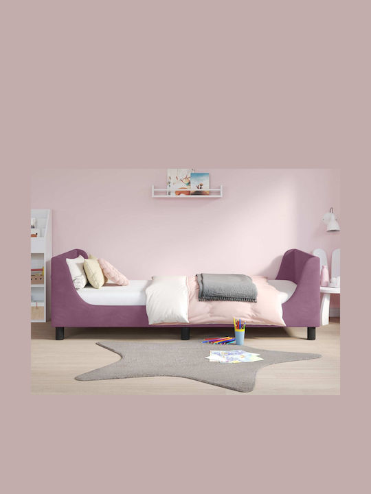 Kinderbett Einzeln Lila für Matratze 90x200cm