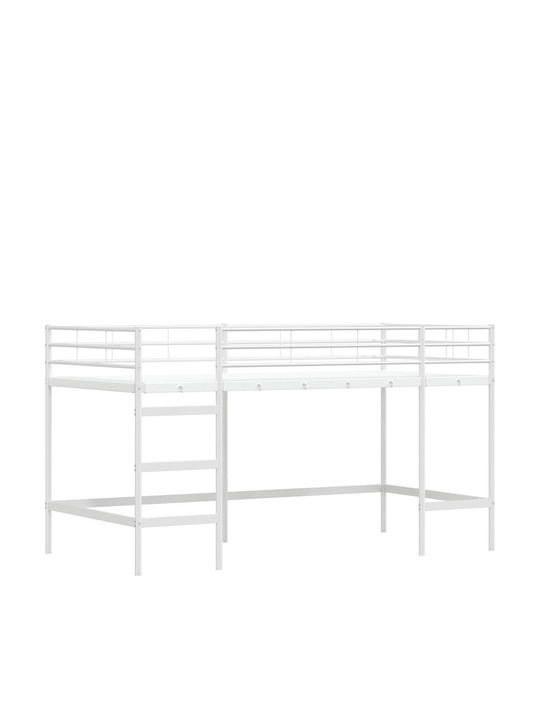 Kids Single Loft Bed White for Mattress 90x201cm