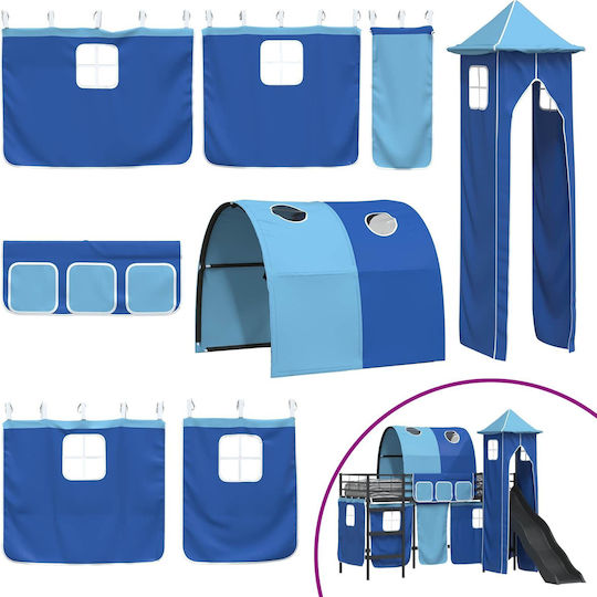 Kids Single Loft Bed with Sliding Bed Black for Mattress 100x190cm