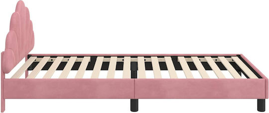 Pat pentru Copii Single cu Spațiu de Depozitare Roz pentru Saltea 80x200cm
