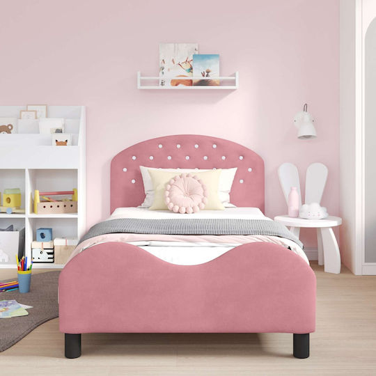 Kinderbett Klassisch Einzel mit Stauraum Rosa für Matratze 80x200cm