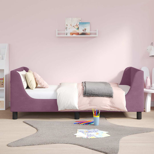 Kids Bed Single Purple for Mattress 80x160cm