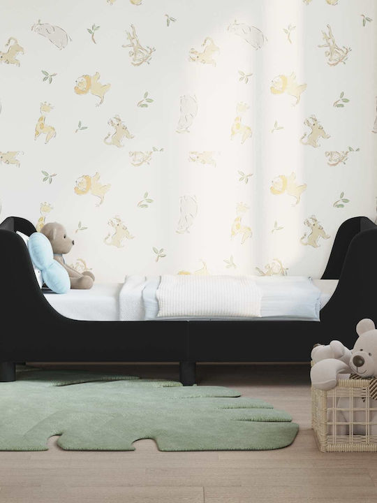 Kids Bed Single Black for Mattress 70x140cm