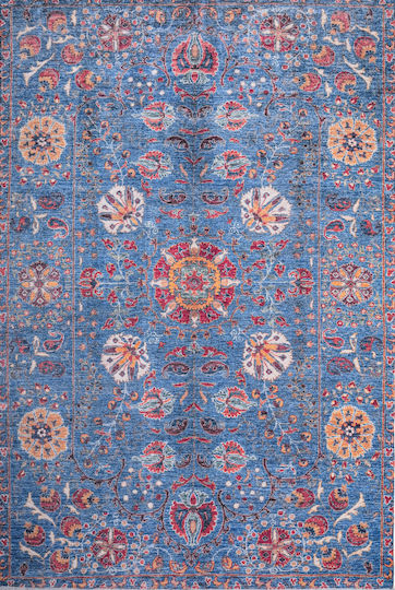 Klonaras Aurora 9257 Teppich Rechteckig Synthetisch,Polyester/Cotton/Leather Blau