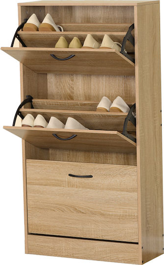 Zefiros Wooden Shoe Organizer with 3 Shelves Sonoma 60x24x115cm
