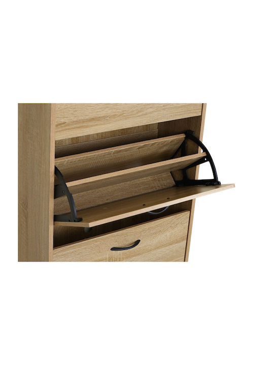 Zefiros Wooden Shoe Organizer with 3 Shelves Sonoma 60x24x115cm