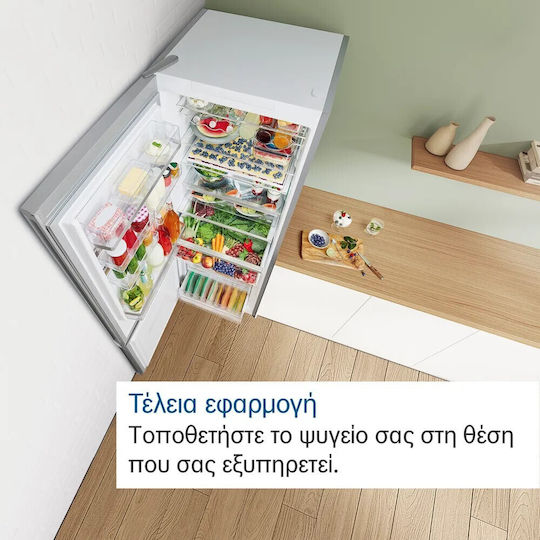 Bosch Ψυγειοκαταψύκτης 305lt Total NoFrost Υ186xΠ60xΒ66εκ. Metal Look KGN36NLEA