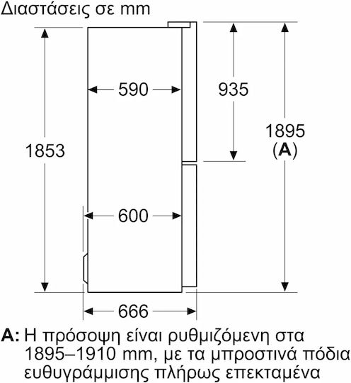 Bosch Ψυγείο Ντουλάπα 547lt Total NoFrost Υ189.5xΠ85.5xΒ66.6εκ. Μαύρο KMC85LBEA
