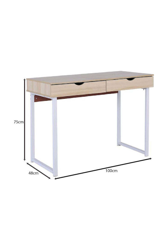 Birou Maple Din Lemn Bej Cu Picioare Metalice 100x48x75cm EO403,2A