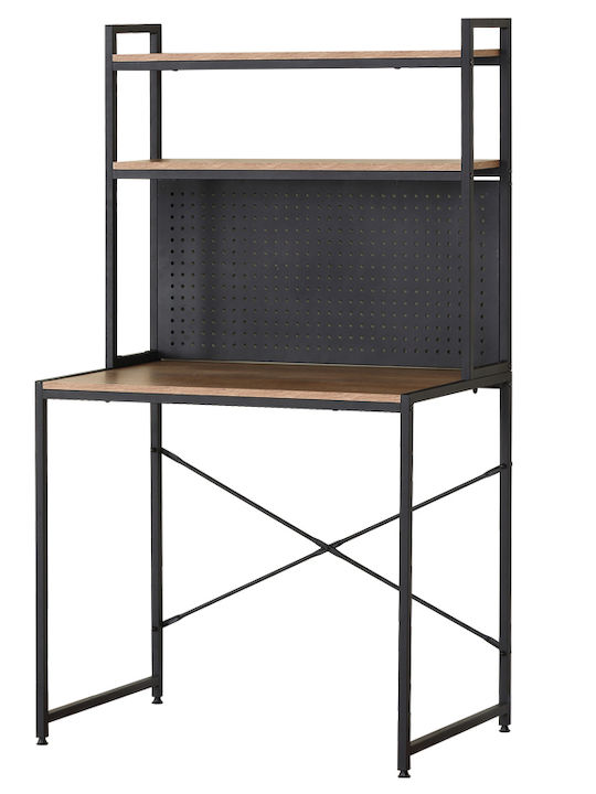 Birou Ifestos din Lemn Negru cu Picioare Metalice 84x50x148,5cm
