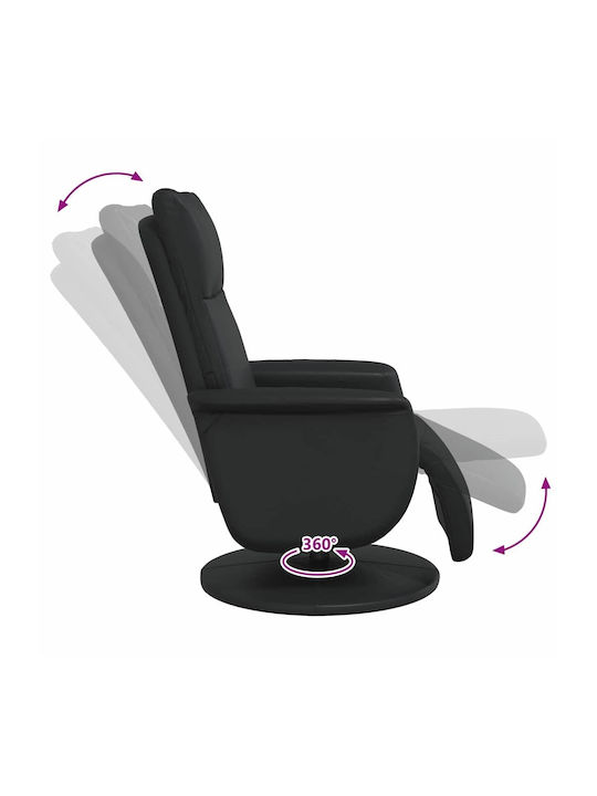 Modern Recliner Made of Black Faux Leather L71xW90xH105cm
