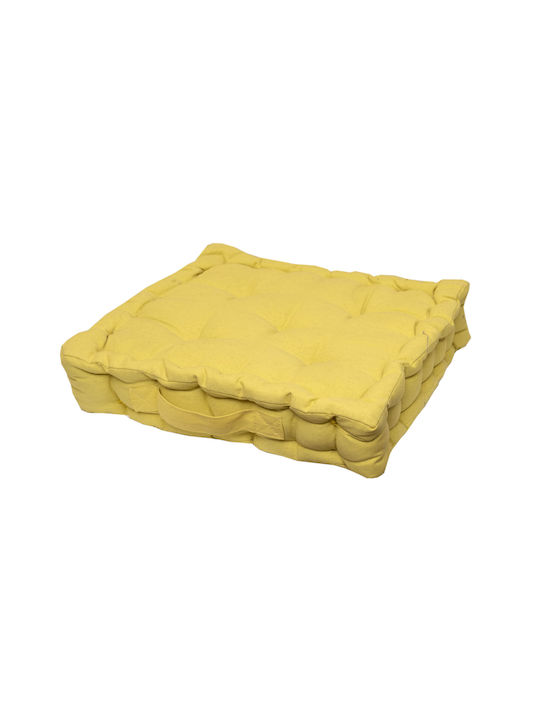 Viopros Floor Pillow 100% Cotton Yellow 40x40cm