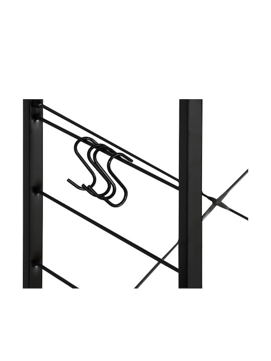 Metallic Kitchen Rack 3 Tiers Black 60x40x82cm
