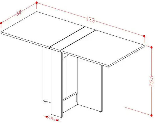 Сгъваема Маса За Кухня MDF Бяла 133x75x75cm