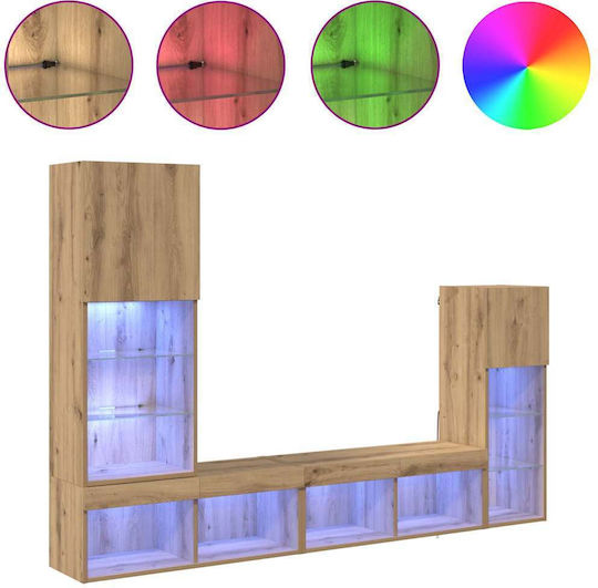 Wohnzimmer TV-Einheit Artisan Oak mit Beleuchtung