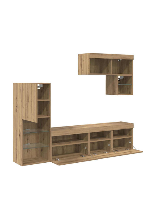 Living Room TV Unit with Lighting Artisan Oak L80xW30xH30cm
