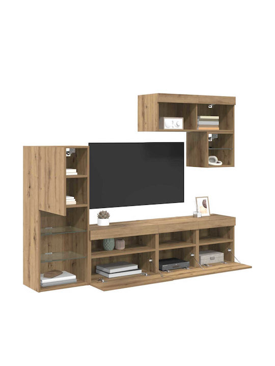 Living Room TV Unit with Lighting Artisan Oak L80xW30xH30cm