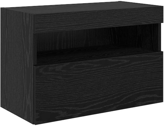 Living Room TV Unit with Lighting Black Beech L80xW30xH30cm