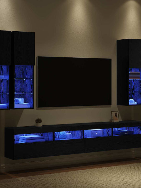 Wohnzimmer TV-Einheit Black Beech mit Beleuchtung L100xB30xH40cm