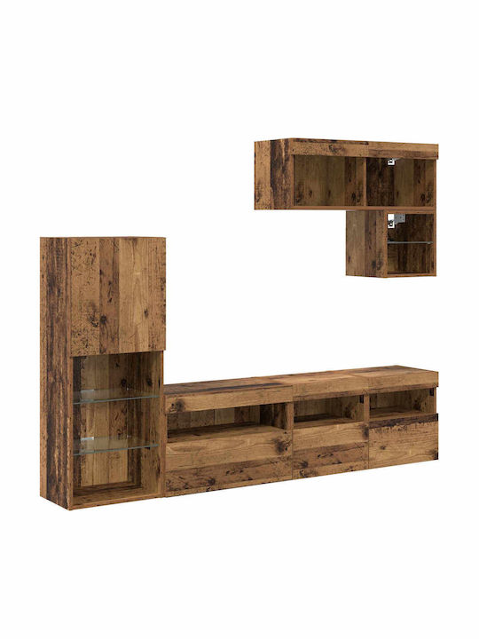 Living Room TV Unit with Lighting Old Wood L80xW30xH30cm