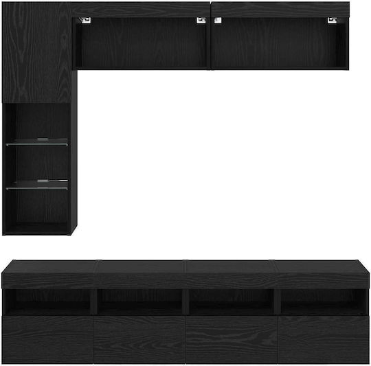 Living Room TV Unit with Lighting Black L30.5xW30xH102cm