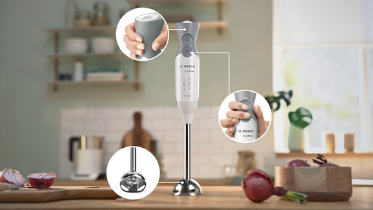 Bosch ErgoMixx Ръчен Блендер с Неръждаема Пръчка 600W Бял