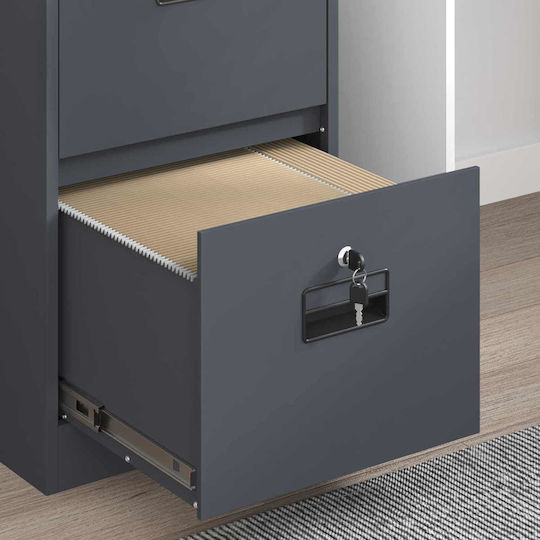 Office Storage Drawer Metal with Lock Anthracite 44x50x106.5cm