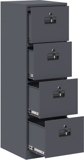 Office Storage Drawer Metal with Lock Anthracite 44x50x106.5cm