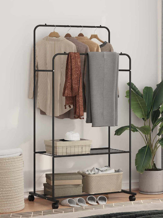vidaXL Floor Garment Rack made of Metal Black 80x53x156cm