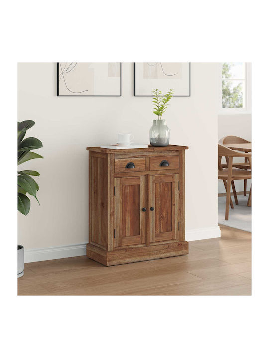 Bufet Dulap din Lemn Masiv & Metal cu Sertare Maro 65x30x75cm