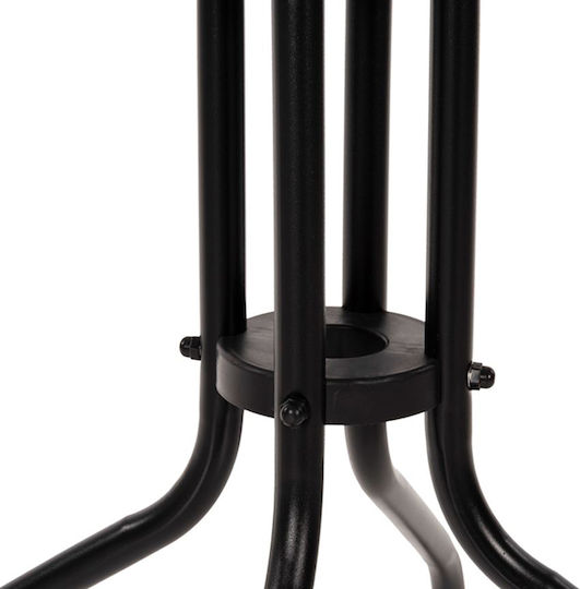 Outdoor Dinner Free Standing Table with Glass Surface and Metal Frame Black 60x60x72cm