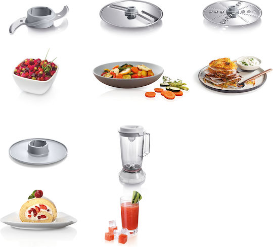 Bosch Multifunctional Food Processor 800W with Pot 2.3lt and Jug Blender White