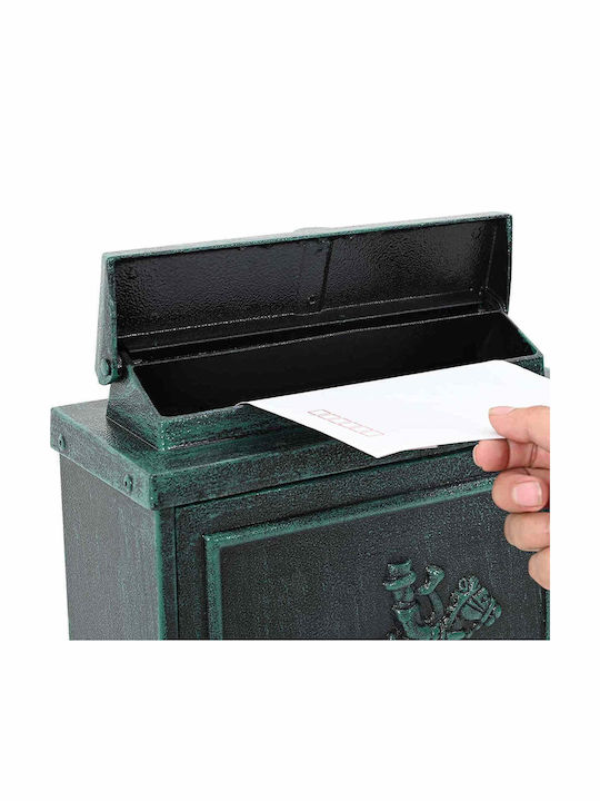 vidaXL Външна Пощенска Кутия Металик в Зелен Цвят 29x13x41см